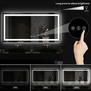 English Elm 60X36 Frameless LED Bathroom Mirror with Anti Fog Dimmable Smart Vanity Lighting T3757P588831