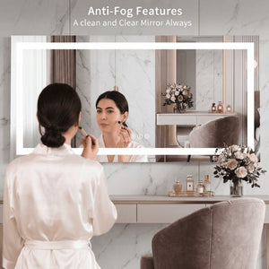 English Elm 60X36 Frameless LED Bathroom Mirror with Anti Fog Dimmable Smart Vanity Lighting T3757P588831