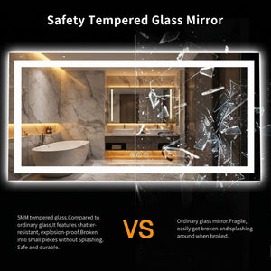 English Elm 60X36 Frameless LED Bathroom Mirror with Anti Fog Dimmable Smart Vanity Lighting T3757P588831