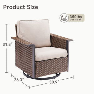 English Elm Outdoor Pe Wicker Swivel Rocker Set Two Chairs Wide Armrests Porch Patio Glider Brown T3773P415552