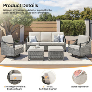 English Elm 73.4 Inch Handwoven PE Wicker Patio Sofa with Steel Frame and Olefin Cushions T3773P416057