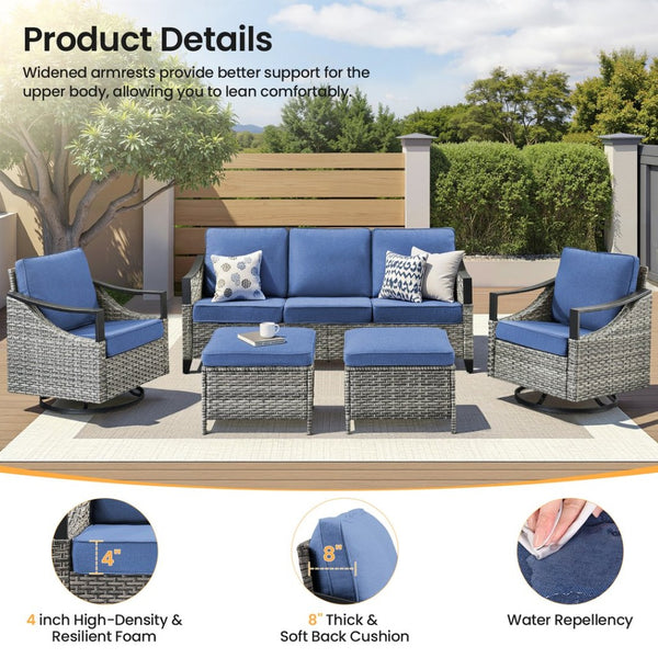 English Elm 73.4 Inch Handwoven PE Wicker Outdoor Sofa with UV Resistant Steel Frame for Patio T3773P416058