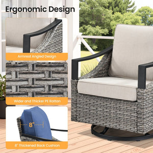 English Elm Outdoor PE Wicker Swivel Glider Rocker Set of 2 with Olefin Cushions for Porch Beige T3773P416061