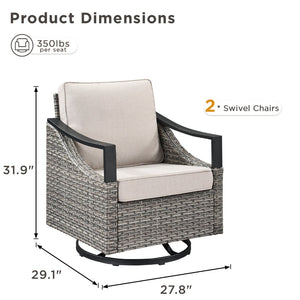 English Elm Outdoor PE Wicker Swivel Glider Rocker Set of 2 with Olefin Cushions for Porch Beige T3773P416061