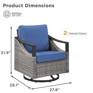 English Elm Outdoor PE Wicker Swivel Glider Rocker Set of 2 with Olefin Cushions for Porch Blue T3773P416062