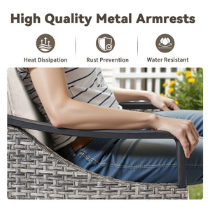 English Elm 3-piece Outdoor Wicker Patio Set with Swivel Rocker Chairs and Tempered Glass Table T3773P416063