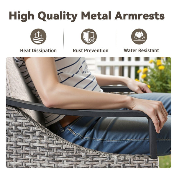 English Elm 3-piece Outdoor Wicker Patio Set with Swivel Rocker Chairs and Tempered Glass Table T3773P416063