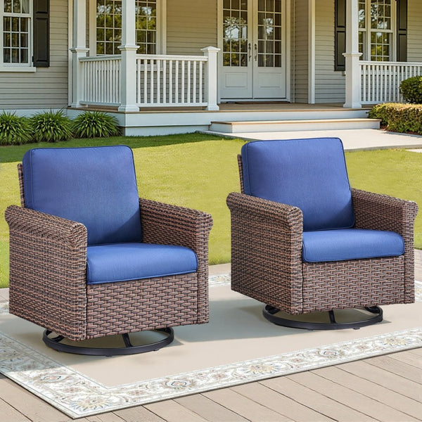 English Elm Patio Resin Wicker Swivel Glider Chairs Cushioned Set of 2 All Weather Outdoor T3773P417226