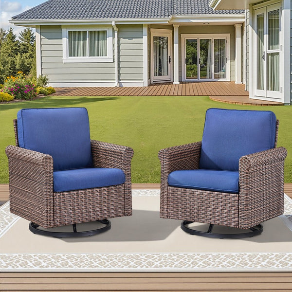English Elm Patio Resin Wicker Swivel Glider Chairs Cushioned Set of 2 All Weather Outdoor T3773P417226