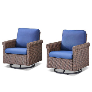 English Elm Patio Resin Wicker Swivel Glider Chairs Cushioned Set of 2 All Weather Outdoor T3773P417226