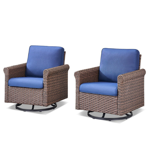 English Elm Patio Resin Wicker Swivel Glider Chairs Cushioned Set of 2 All Weather Outdoor T3773P417226