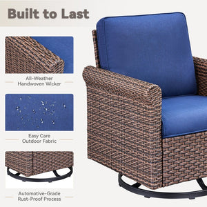 English Elm Patio Resin Wicker Swivel Glider Chairs Cushioned Set of 2 All Weather Outdoor T3773P417226