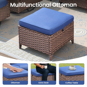 English Elm Outdoor Handwoven PE Wicker Ottoman Set of 2 with Cushioned Patio Footrests T3773P417229