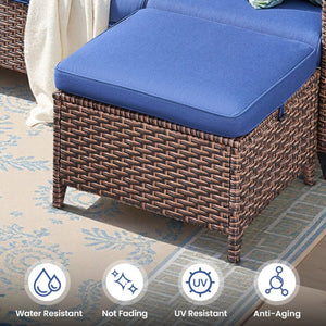 English Elm Outdoor Handwoven PE Wicker Ottoman Set of 2 with Cushioned Patio Footrests T3773P417229