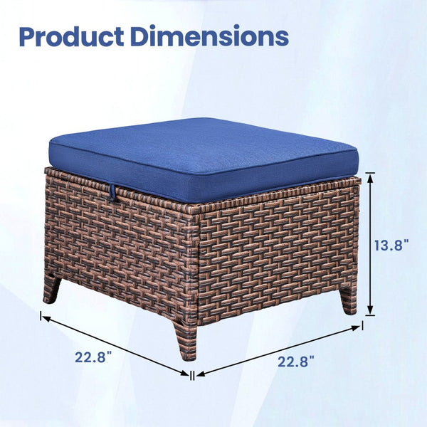 English Elm Outdoor Handwoven PE Wicker Ottoman Set of 2 with Cushioned Patio Footrests T3773P417229