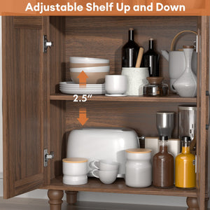 English Elm Arched Six Tier Bookcase with Walnut Finish Open Display and Concealed Cabinet Storage T3773P417328