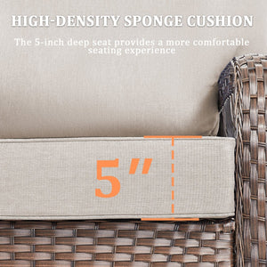 English Elm Outdoor Swivel Glider Rocker Set Pe Wicker Porch Chairs with Thick Foam Cushions Beige T3773P418418