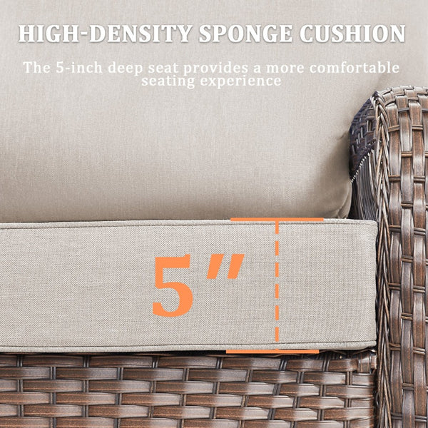 English Elm Outdoor Swivel Glider Rocker Set Pe Wicker Porch Chairs with Thick Foam Cushions Beige T3773P418418