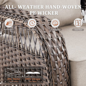 English Elm Outdoor Swivel Glider Rocker Set Pe Wicker Porch Chairs with Thick Foam Cushions Beige T3773P418418