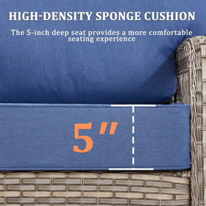 English Elm Outdoor Swivel Glider Rocker Set Pe Wicker Porch Chairs with Thick Foam Cushions Blue T3773P418420