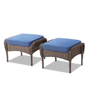 English Elm Outdoor Pe Wicker Patio Ottomans Set of 2 All Weather Footrests for Deck or Balcony T3773P418422