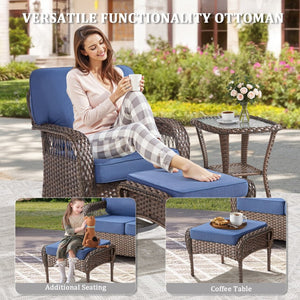 English Elm Outdoor Pe Wicker Patio Ottomans Set of 2 All Weather Footrests for Deck or Balcony T3773P418422