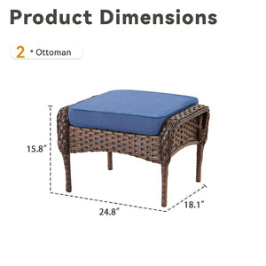 English Elm Outdoor Pe Wicker Patio Ottomans Set of 2 All Weather Footrests for Deck or Balcony T3773P418422