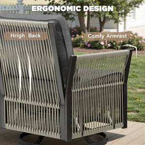 English Elm Swivel Outdoor Chair Set Pe Wicker Steel Frame Patio Seating with Side Table T3773P419409
