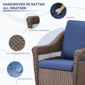 English Elm Outdoor PE Wicker Swivel Glider Chair Set Porch Patio Rocker with Plush Cushions T3773P420088