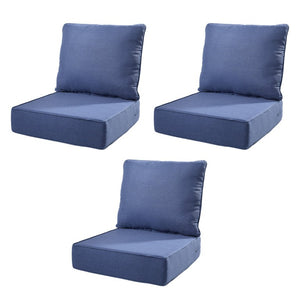 English Elm 6 Inch High Density Foam Outdoor Chair Cushions with Olefin Removable Cover UV Resistant Navy Blue 3 Sets T3773P573178