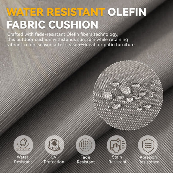 English Elm 6 Inch High Density Foam Outdoor Chair Cushions with Olefin Removable Cover UV Resistant Gray 3 Sets T3773P573185