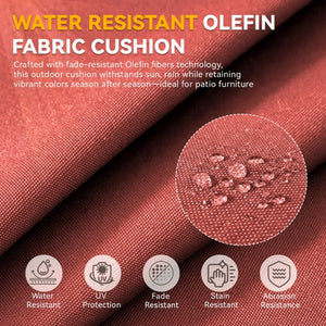 English Elm 6 Inch High Density Foam Outdoor Chair Cushions with Olefin Removable Cover UV Resistant Red 1 Set T3773P573189