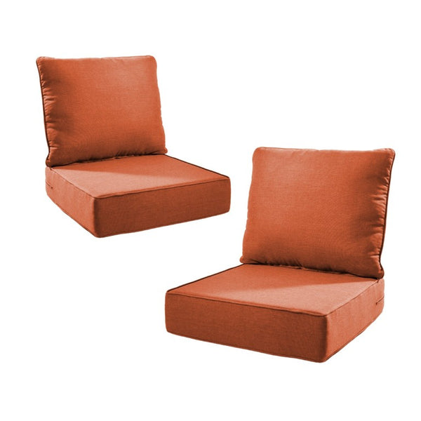 English Elm 6 Inch High Density Foam Outdoor Chair Cushions with Olefin Removable Cover UV Resistant Orange 2 Sets T3773P573193
