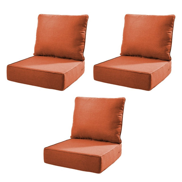 English Elm 6 Inch High Density Foam Outdoor Chair Cushions with Olefin Removable Cover UV Resistant Orange 3 Sets T3773P573194