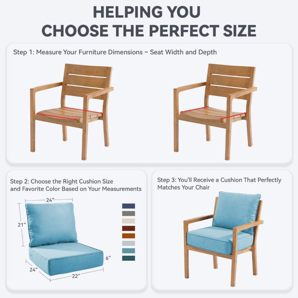 English Elm 6 Inch High Density Foam Outdoor Chair Cushions with Olefin Removable Cover UV Resistant Light Blue 1 Set T3773P573199