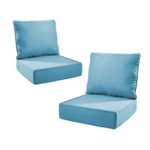 English Elm 6 Inch High Density Foam Outdoor Chair Cushions with Olefin Removable Cover UV Resistant Light Blue 2 Sets T3773P573200
