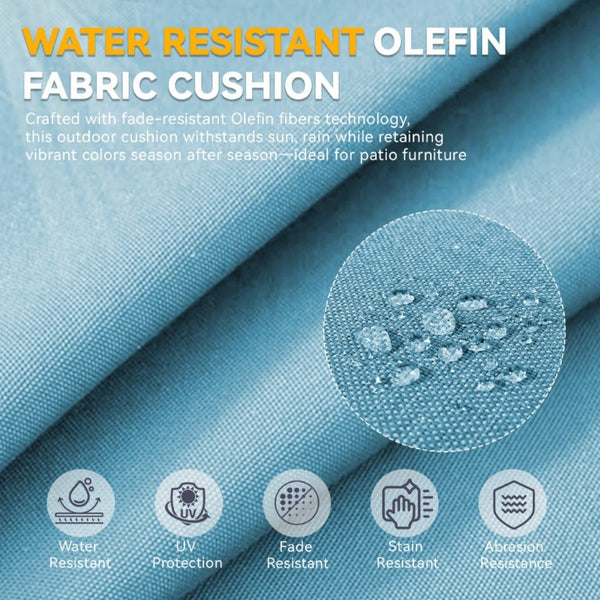 English Elm 6 Inch High Density Foam Outdoor Chair Cushions with Olefin Removable Cover UV Resistant Light Blue 2 Sets T3773P573200