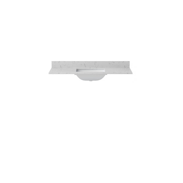 English Elm 48" Bathroom Vanity Carrara Top Ceramic Sink 9 Drawers Soft Close White Cabinet T3785P514706
