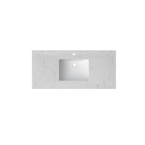 English Elm 48" Bathroom Vanity Carrara Top Ceramic Sink 9 Drawers Soft Close White Cabinet T3785P514706