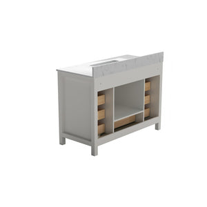 English Elm 48" Bathroom Vanity Carrara Top Ceramic Sink 9 Drawers Soft Close White Cabinet T3785P514706