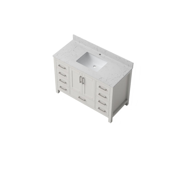 English Elm 48" Bathroom Vanity Carrara Top Ceramic Sink 9 Drawers Soft Close White Cabinet T3785P514706