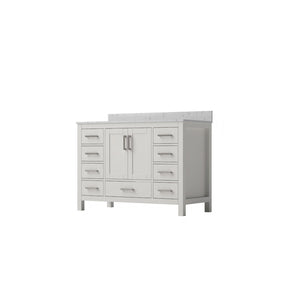 English Elm 48" Bathroom Vanity Carrara Top Ceramic Sink 9 Drawers Soft Close White Cabinet T3785P514706