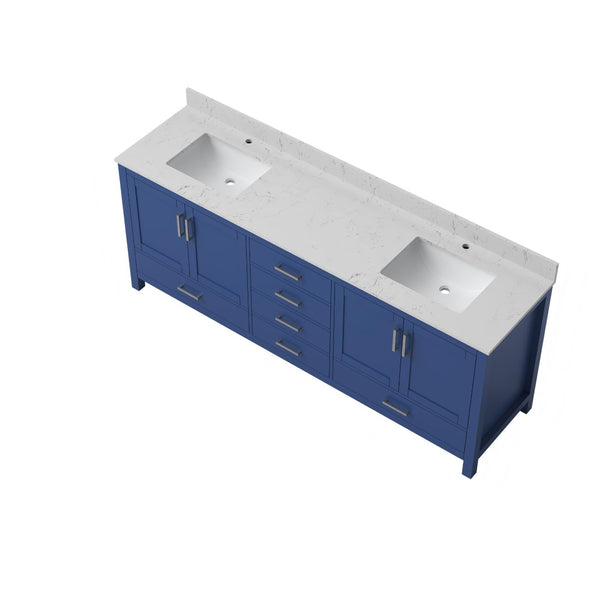English Elm 83" Freestanding Double Basin Vanity with Carrara Top Soft Close Solid Wood Cabinet T3785P517330