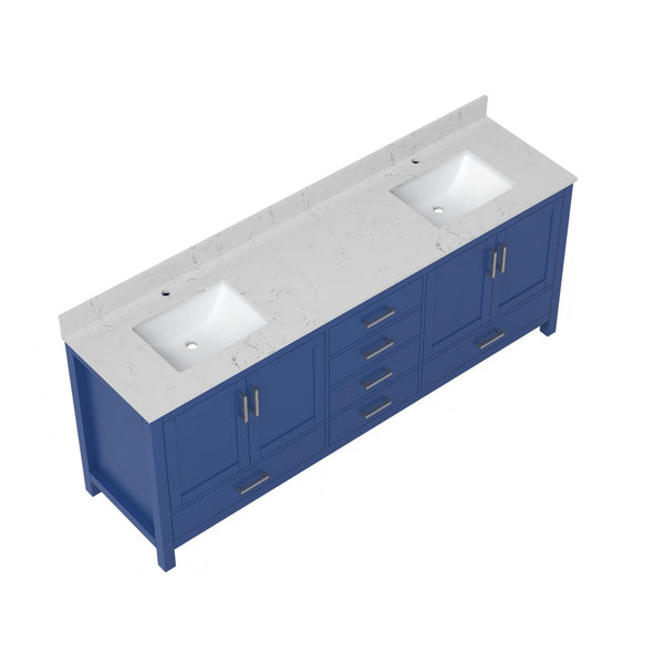English Elm 83" Freestanding Double Basin Vanity with Carrara Top Soft Close Solid Wood Cabinet T3785P517330