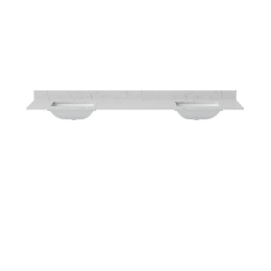 English Elm 83" Freestanding Double Basin Vanity with Carrara Top Soft Close Solid Wood Cabinet T3785P517330