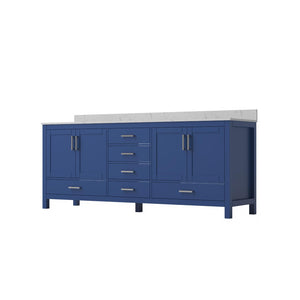 English Elm 83" Freestanding Double Basin Vanity with Carrara Top Soft Close Solid Wood Cabinet T3785P517330