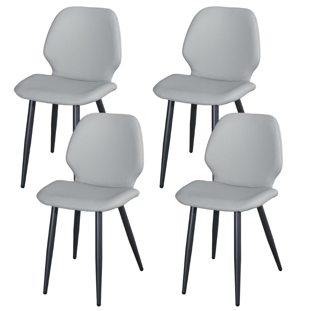 English Elm Light Grey Shell Shaped Suede Dining Chairs with Metal Legs Sculpted Set of 4 T3967P409047