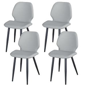 English Elm Light Grey Shell Shaped Suede Dining Chairs with Metal Legs Sculpted Set of 4 T3967P409047