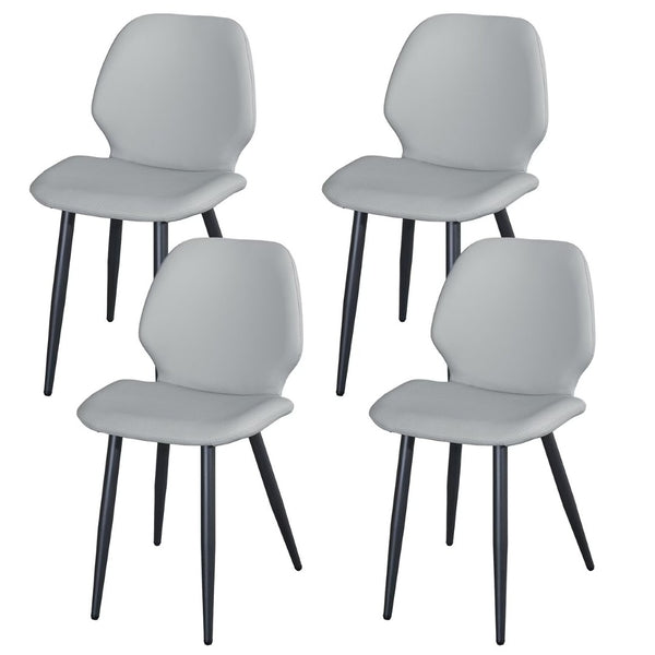 English Elm Light Grey Shell Shaped Suede Dining Chairs with Metal Legs Sculpted Set of 4 T3967P409047
