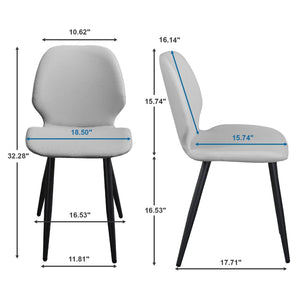 English Elm Light Grey Shell Shaped Suede Dining Chairs with Metal Legs Sculpted Set of 4 T3967P409047
